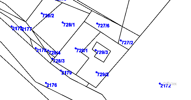 Parcela st. 729/3 v KÚ Litultovice, Katastrální mapa