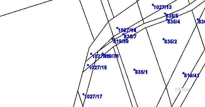 Parcela st. 819/38 v KÚ Litultovice, Katastrální mapa