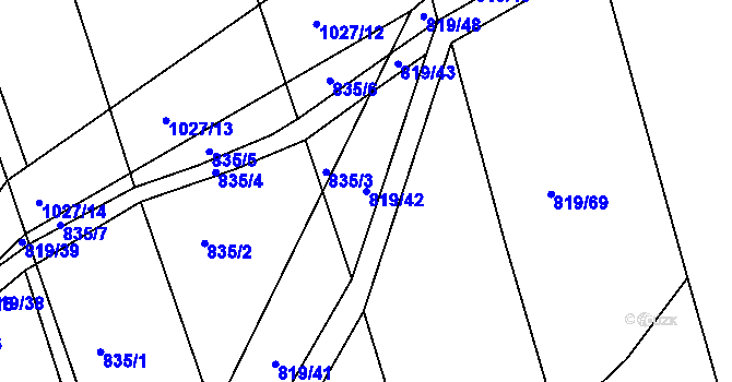 Parcela st. 819/42 v KÚ Litultovice, Katastrální mapa