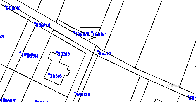 Parcela st. 963/3 v KÚ Litultovice, Katastrální mapa