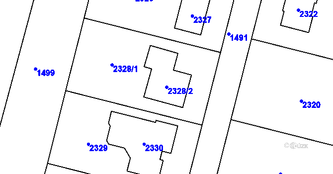 Parcela st. 2328/2 v KÚ Litultovice, Katastrální mapa