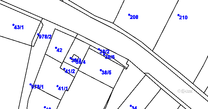 Parcela st. 38/6 v KÚ Litultovice, Katastrální mapa
