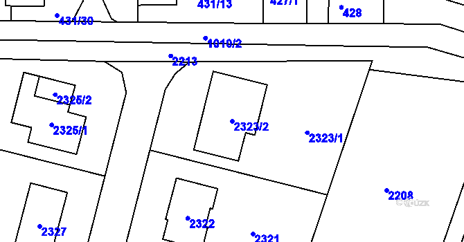 Parcela st. 2323/2 v KÚ Litultovice, Katastrální mapa