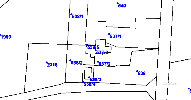 Parcela st. 537/3 v KÚ Litultovice, Katastrální mapa