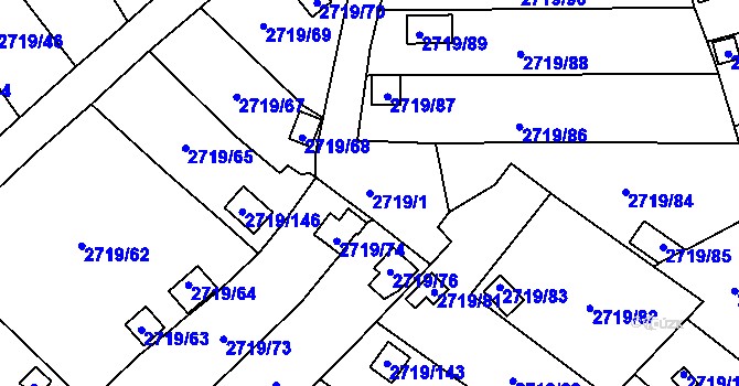 Parcela st. 2719/1 v KÚ Horní Litvínov, Katastrální mapa