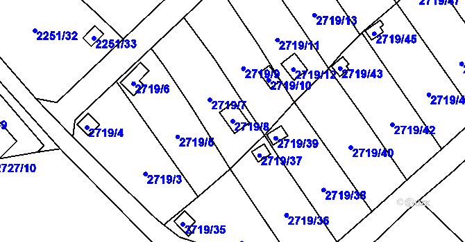Parcela st. 2719/8 v KÚ Horní Litvínov, Katastrální mapa