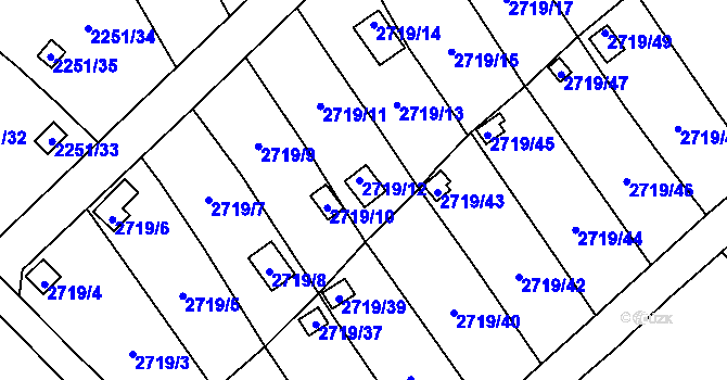 Parcela st. 2719/12 v KÚ Horní Litvínov, Katastrální mapa