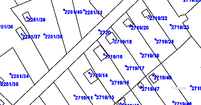 Parcela st. 2719/16 v KÚ Horní Litvínov, Katastrální mapa