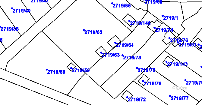 Parcela st. 2719/63 v KÚ Horní Litvínov, Katastrální mapa