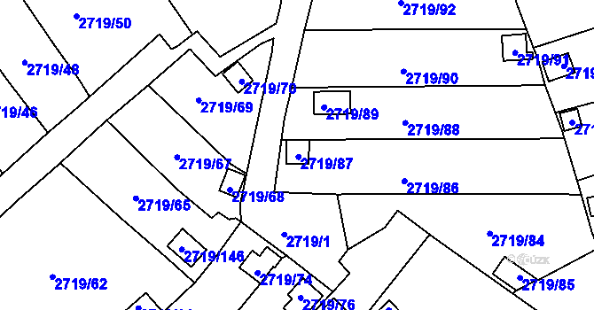 Parcela st. 2719/87 v KÚ Horní Litvínov, Katastrální mapa