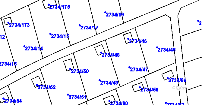 Parcela st. 2734/48 v KÚ Horní Litvínov, Katastrální mapa