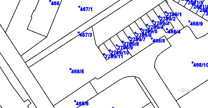 Parcela st. 2799/11 v KÚ Horní Litvínov, Katastrální mapa