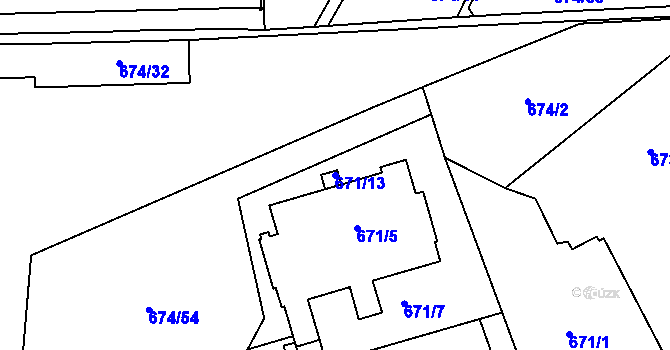Parcela st. 671/13 v KÚ Horní Litvínov, Katastrální mapa