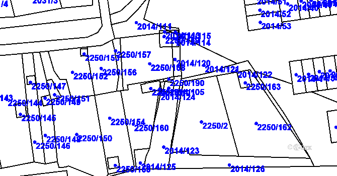 Parcela st. 2014/105 v KÚ Horní Litvínov, Katastrální mapa