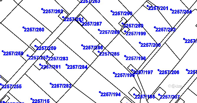 Parcela st. 2257/285 v KÚ Horní Litvínov, Katastrální mapa