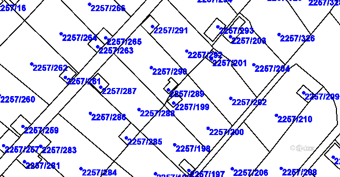 Parcela st. 2257/289 v KÚ Horní Litvínov, Katastrální mapa