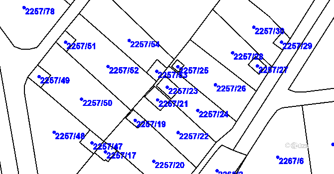 Parcela st. 2257/23 v KÚ Horní Litvínov, Katastrální mapa