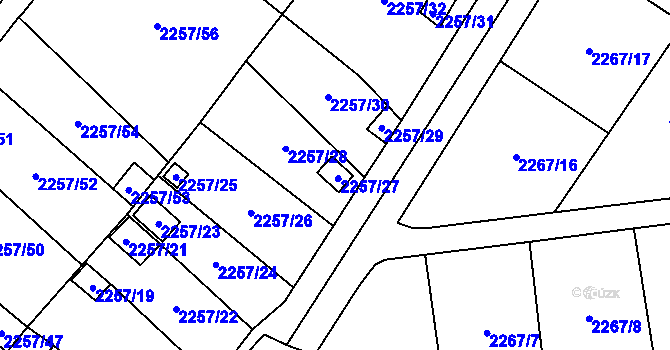 Parcela st. 2257/27 v KÚ Horní Litvínov, Katastrální mapa