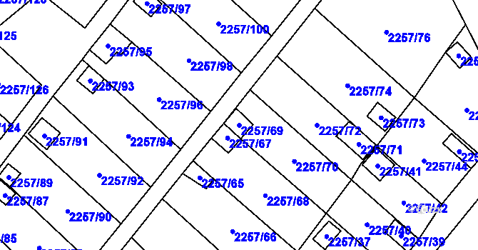 Parcela st. 2257/69 v KÚ Horní Litvínov, Katastrální mapa