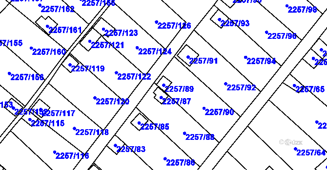 Parcela st. 2257/89 v KÚ Horní Litvínov, Katastrální mapa