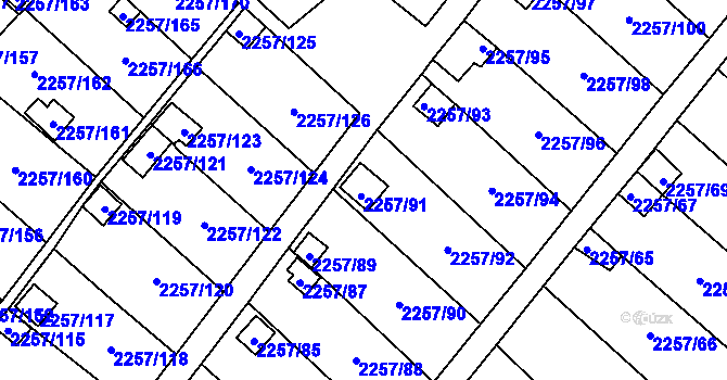 Parcela st. 2257/91 v KÚ Horní Litvínov, Katastrální mapa