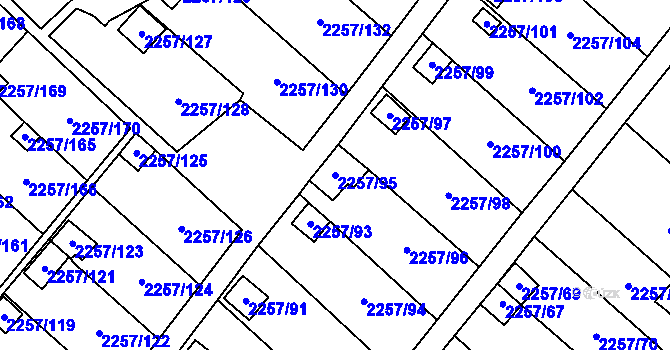 Parcela st. 2257/95 v KÚ Horní Litvínov, Katastrální mapa