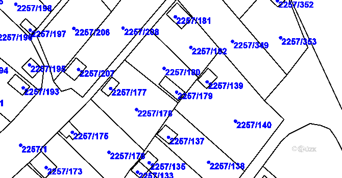 Parcela st. 2257/179 v KÚ Horní Litvínov, Katastrální mapa