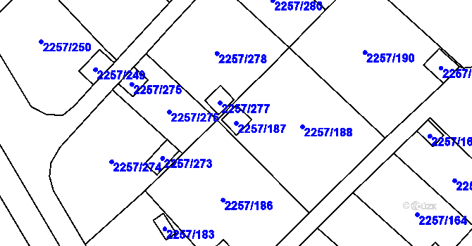 Parcela st. 2257/187 v KÚ Horní Litvínov, Katastrální mapa