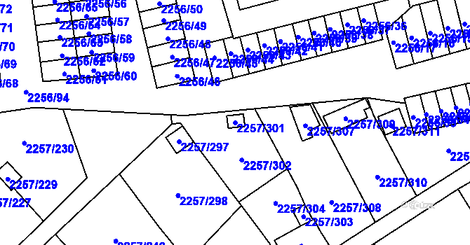 Parcela st. 2257/301 v KÚ Horní Litvínov, Katastrální mapa