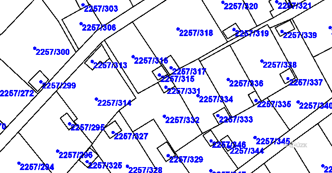 Parcela st. 2257/331 v KÚ Horní Litvínov, Katastrální mapa