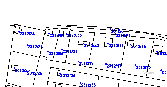 Parcela st. 2312/20 v KÚ Horní Litvínov, Katastrální mapa