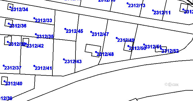 Parcela st. 2312/48 v KÚ Horní Litvínov, Katastrální mapa