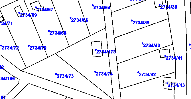 Parcela st. 2734/178 v KÚ Horní Litvínov, Katastrální mapa