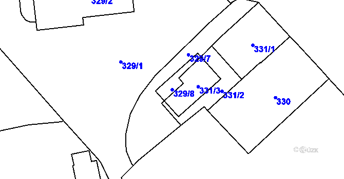 Parcela st. 329/8 v KÚ Horní Litvínov, Katastrální mapa