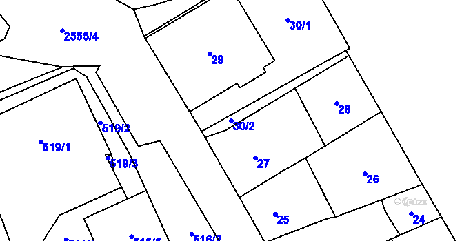 Parcela st. 30/2 v KÚ Horní Litvínov, Katastrální mapa