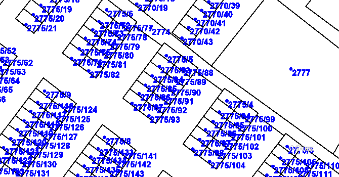 Parcela st. 2775/90 v KÚ Horní Litvínov, Katastrální mapa