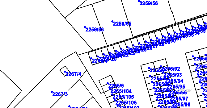 Parcela st. 2265/21 v KÚ Horní Litvínov, Katastrální mapa