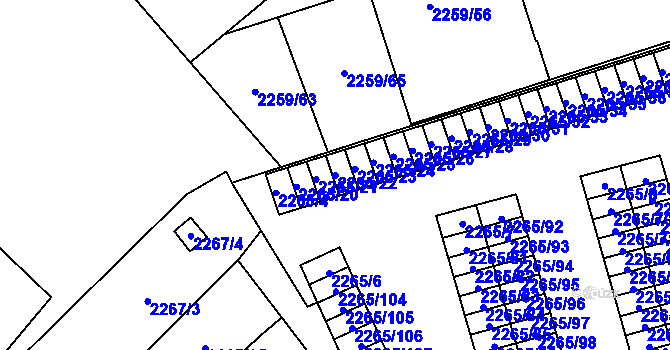 Parcela st. 2265/22 v KÚ Horní Litvínov, Katastrální mapa