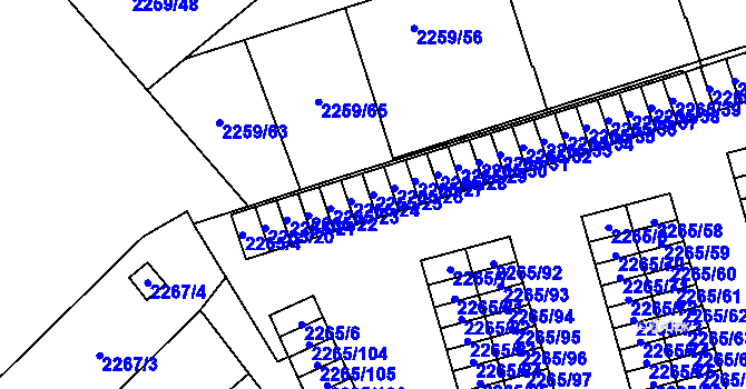 Parcela st. 2265/25 v KÚ Horní Litvínov, Katastrální mapa