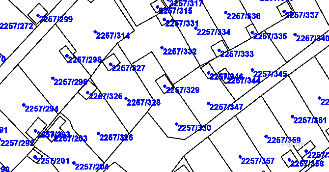 Parcela st. 2257/329 v KÚ Horní Litvínov, Katastrální mapa