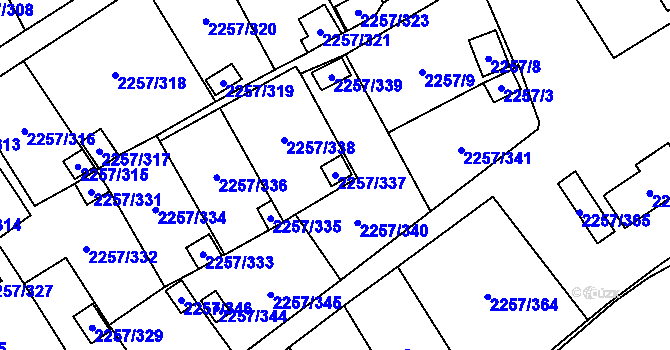 Parcela st. 2257/337 v KÚ Horní Litvínov, Katastrální mapa
