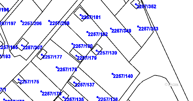 Parcela st. 2257/139 v KÚ Horní Litvínov, Katastrální mapa