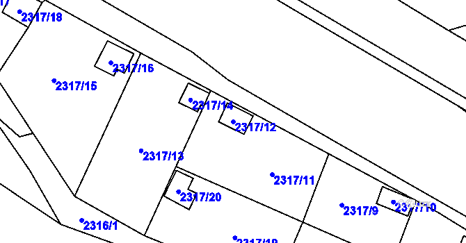 Parcela st. 2317/12 v KÚ Horní Litvínov, Katastrální mapa