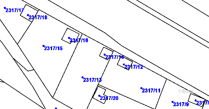Parcela st. 2317/14 v KÚ Horní Litvínov, Katastrální mapa