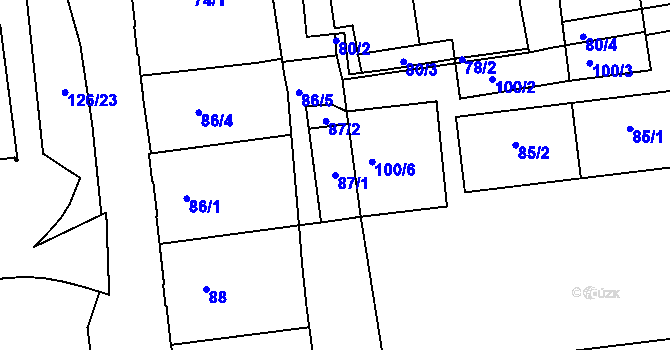 Parcela st. 87/1 v KÚ Horní Litvínov, Katastrální mapa