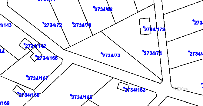 Parcela st. 2734/73 v KÚ Horní Litvínov, Katastrální mapa