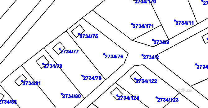 Parcela st. 2734/76 v KÚ Horní Litvínov, Katastrální mapa