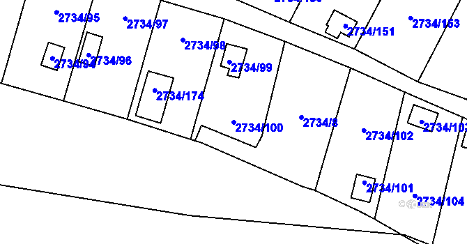 Parcela st. 2734/100 v KÚ Horní Litvínov, Katastrální mapa