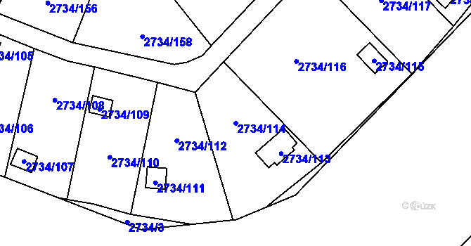 Parcela st. 2734/114 v KÚ Horní Litvínov, Katastrální mapa