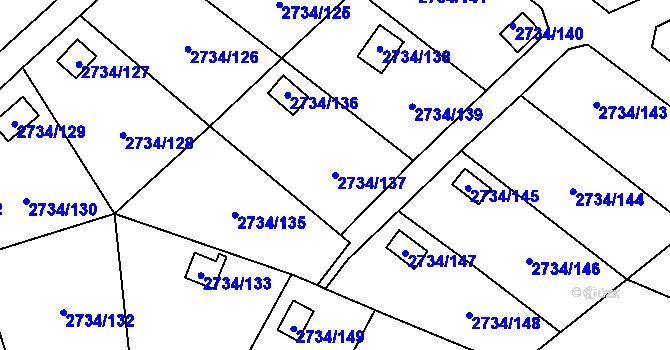 Parcela st. 2734/137 v KÚ Horní Litvínov, Katastrální mapa